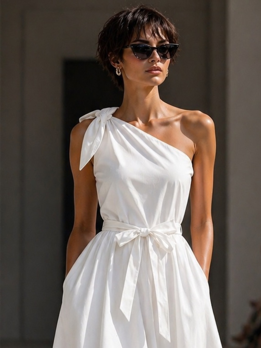 Rails White One-Shoulder Tie-Sash Dress.Never worn,no tag.